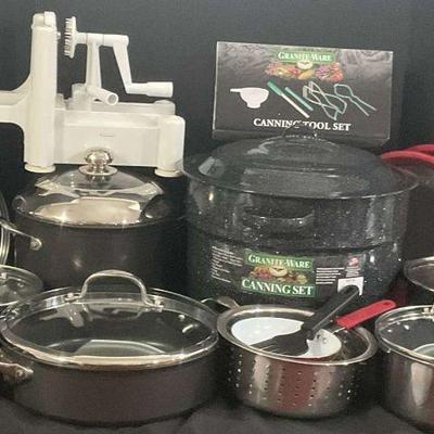 Cookware set with canning pot and tool set