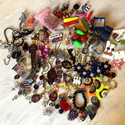 Assorted colorful statement jewelry collection