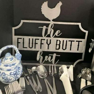 Fluffy butt sign and kitchen decor