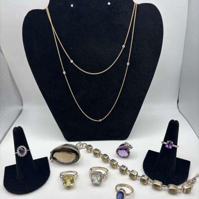 Assorted luxury rings and chains jewelry set