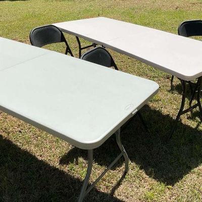6 ft long folding tables and chairs set