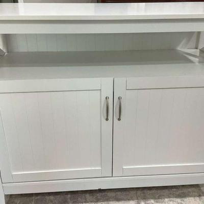 White wooden console cabinet with storage