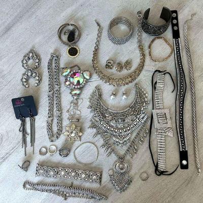 Mixed silver and crystal jewelry collection