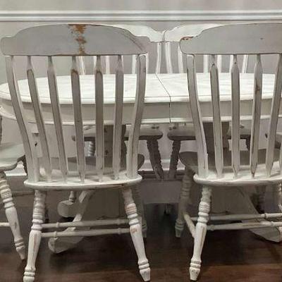 Vintage farmhouse style dining set table with 6 chairs