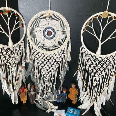 Decorative dreamcatchers with vintage dolls