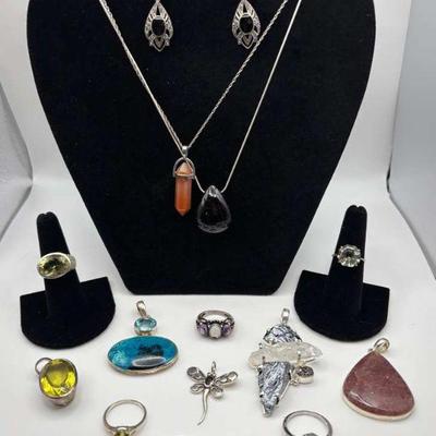 Mixed gemstone and silver jewelry collection