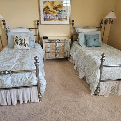 Beautiful Brushed Metal Set Of Twin Beds