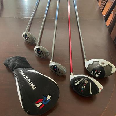 5 Patriots Golf Clubs Two Driving woods and Three Hybrids