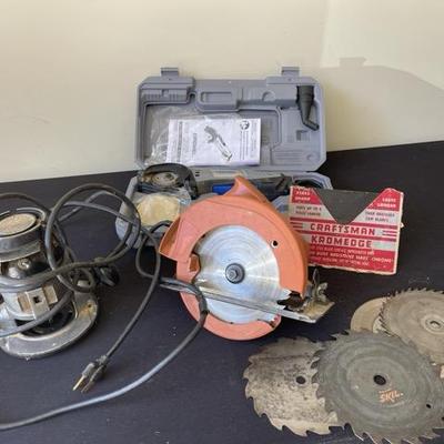 Set of Electric Circular Saw, Dremel Sawmax  And A Craftsman Router