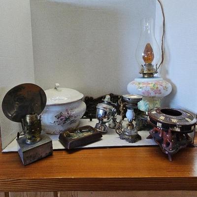 Chamber Pot, Lamp & Other Collectables