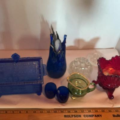 Assorted Glass Containers, Cups, And Vases 
