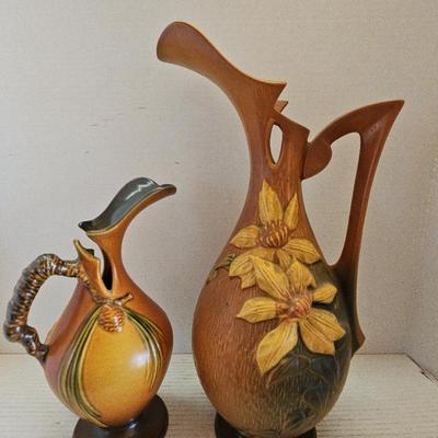Roseville Cleamatis And Roseville Pinecone Pitchers