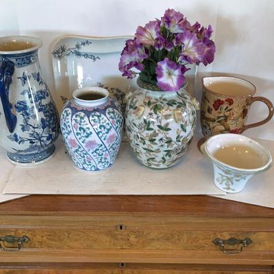 Collection Of Floral Themed Pottery. 