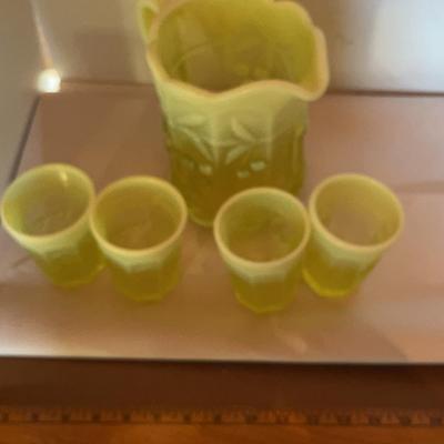 Green Tinted Glass & Cups 