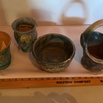 4 Roseville Pottery Vases & Bowls