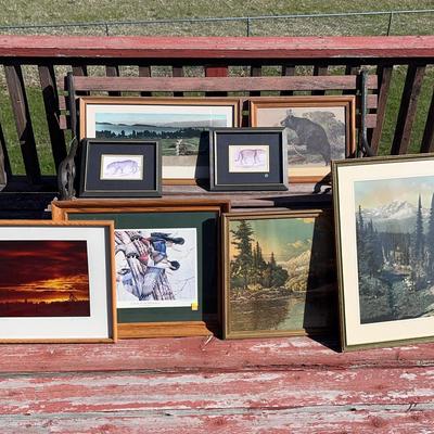 Collection Of Framed Nature Themed Wall Hangings 