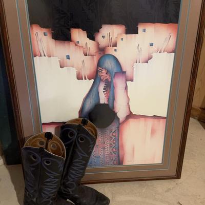 Framed Print & Soletech Cowboy Boots