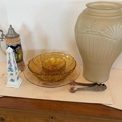 Collection Of Glassware With Musical Beer Stein. 