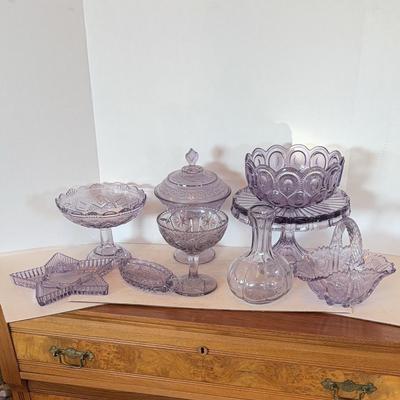 Large Lot Of Collectible Purple Glass