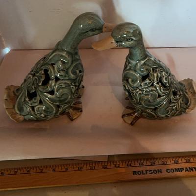 Stylized Glass Duck Figurines 