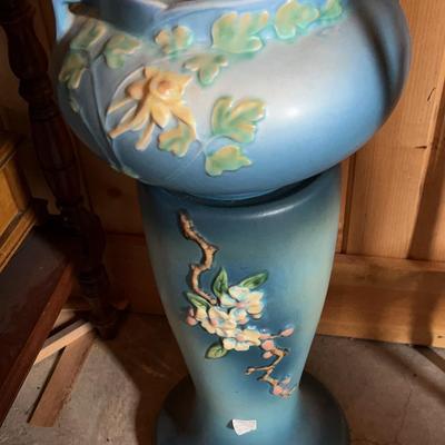 Roseville Columbine Planter And Apple Blossom Pedastal  