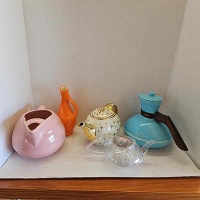 Collection Of Tea Pots, MCM Catalina Coffee Carafe, Bauer USA