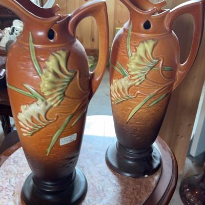 2 Roseville Pottery Freesia Vases