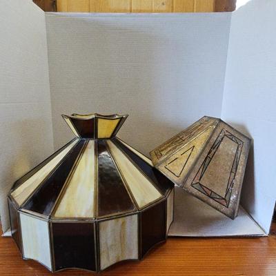 Tiffany Style Striped Hanging Shade & Metal Lamp Shade