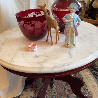 Marble-top Side Table & Decor