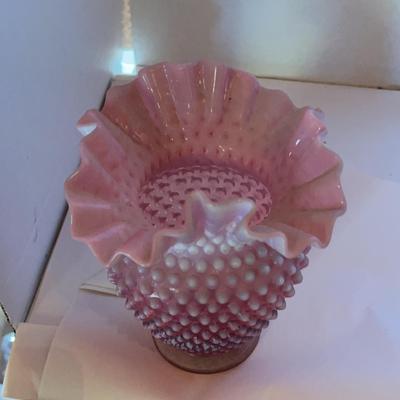 Fenton Cranberry Glass Vase 