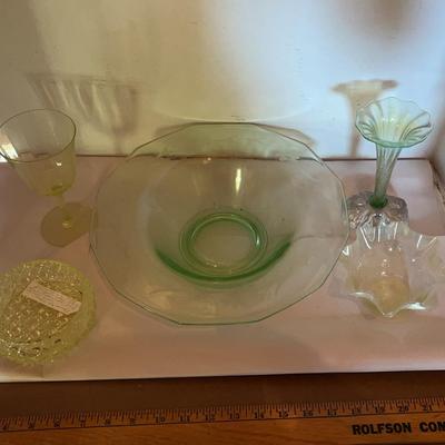 Assorted Green Glassware 