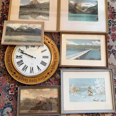 Collection Of 6 Old Montana Framed Photos & Clock