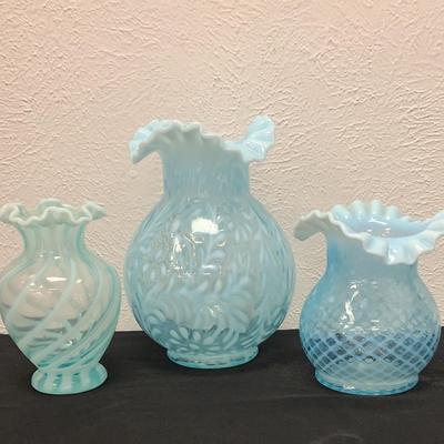 3 Blue Vases, Fenton