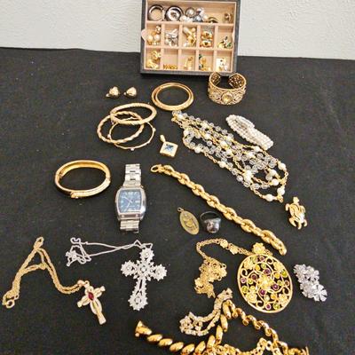 Large Lot Of Clip On Earrings And More