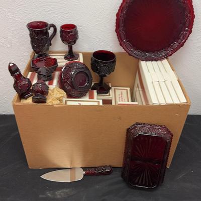 1876 Avon Cape Cod Collection Red Glassware