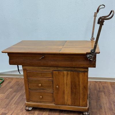 Antique OBGYN Exam Table & Medical Equipment