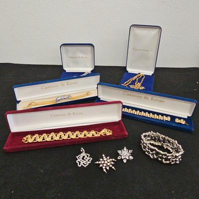 Blingy Bracelets, Watch, Cross Necklace & Brooches 