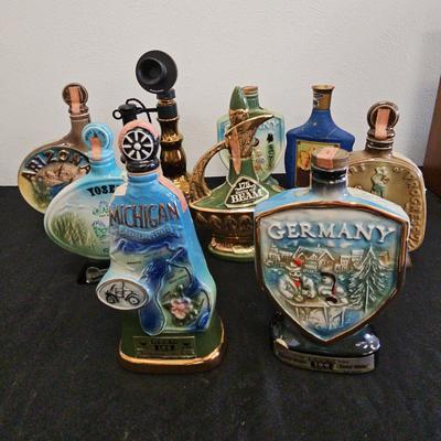 9 Vintage Jim Beam Collectible Alcohol Decanters