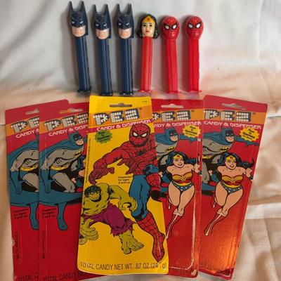Batman, Wonder Woman, Spiderman Pez Dispensers