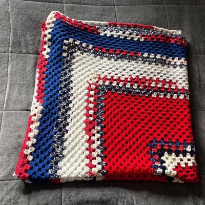 Homemade Afghan 4th Of July 54x57 Inches 
