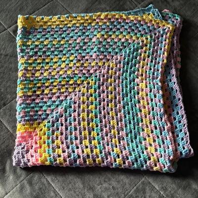 Homemade Afghan Pastel Colored 50x50 Inches
