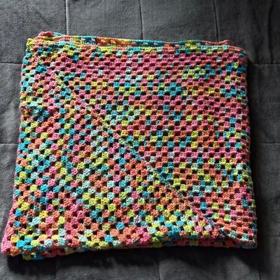 Homemade Afghan Multi Colored 57x53 Inches