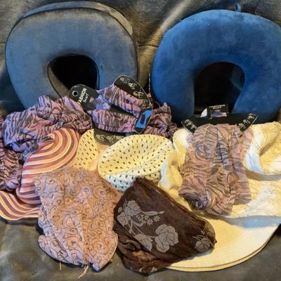 Neck Pillows, Hats, And Scarf Assortment 