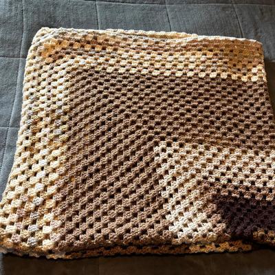 Homemade Afghan With Brown Colors 63x57 Inches