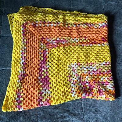 Homemade Afghan Bright Colored 57x58 Inches