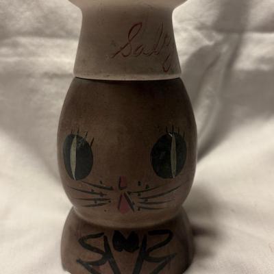 1960’s Japanese Cat Face Wearing A Chef’s Hat Salt Shaker