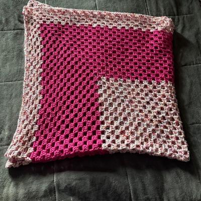 Homemade Afghan Pink With Multi 52x58 Inches