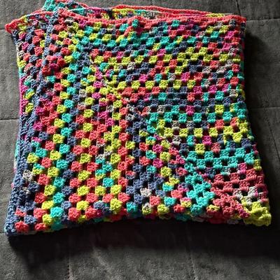 Homemade Afghan Multi Colored 47x47 Inches