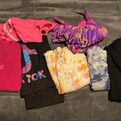Girls Size 14 Tik Tok Shirt, Swimsuit, And More 