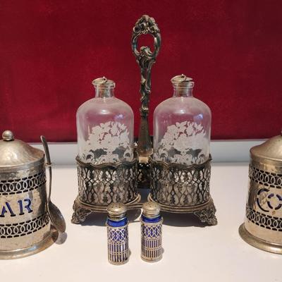 English Metal Canisters Plus Condiment Set